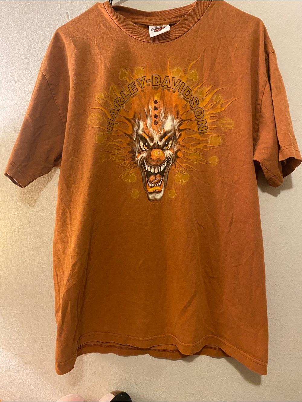 Men’s Y2K Harley Davidson Killer Clown Joker T-Shirt SzXL